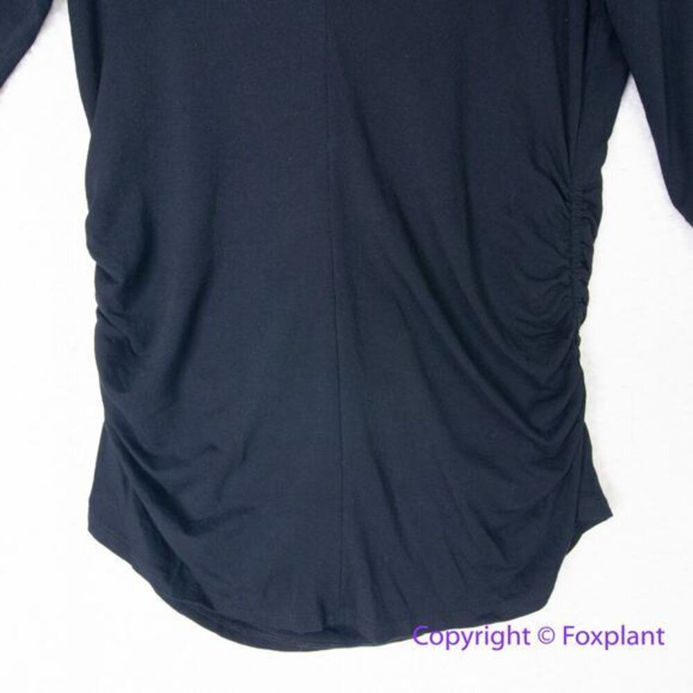 Vince Camuto black three quarter sleeves top ruched sides, size M - Picture 3 of 13